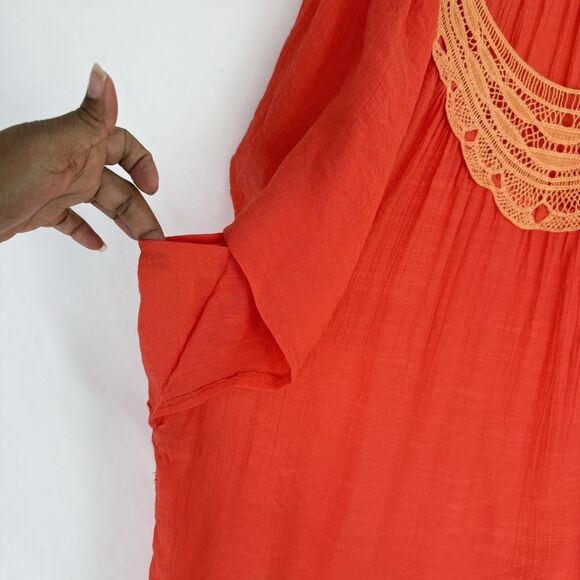 Unique Spectrum Women's Crochet Orange Size 2X Blouse Tunic Short Sleeve - Picture 7 of 15